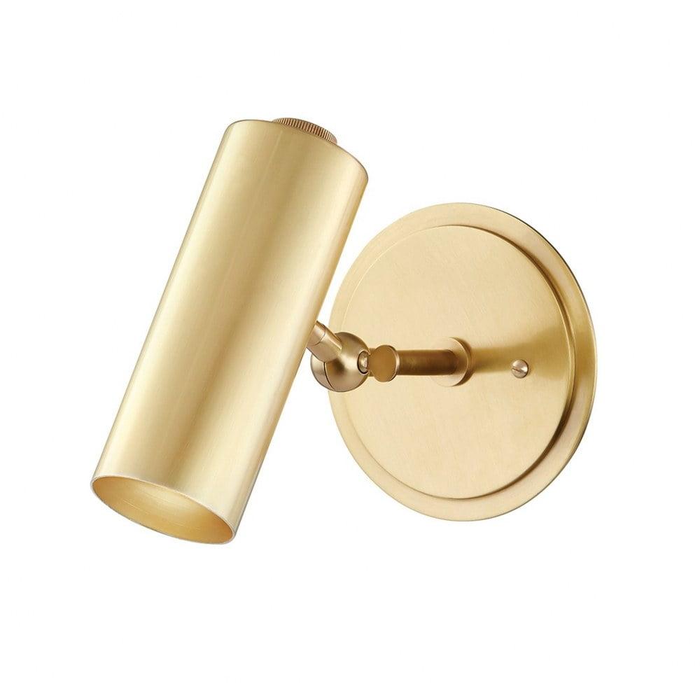 Aged Brass Cylinder Wall Sconce with Dimmable Direct Wired Light