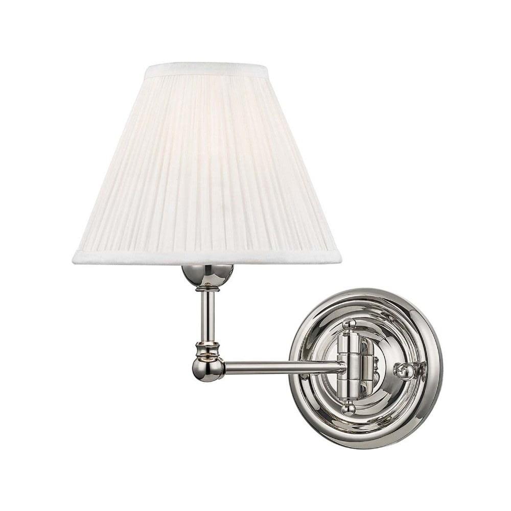 Polished Nickel Classic No.1 Swing Arm Wall Sconce with Off-White Silk Shade
