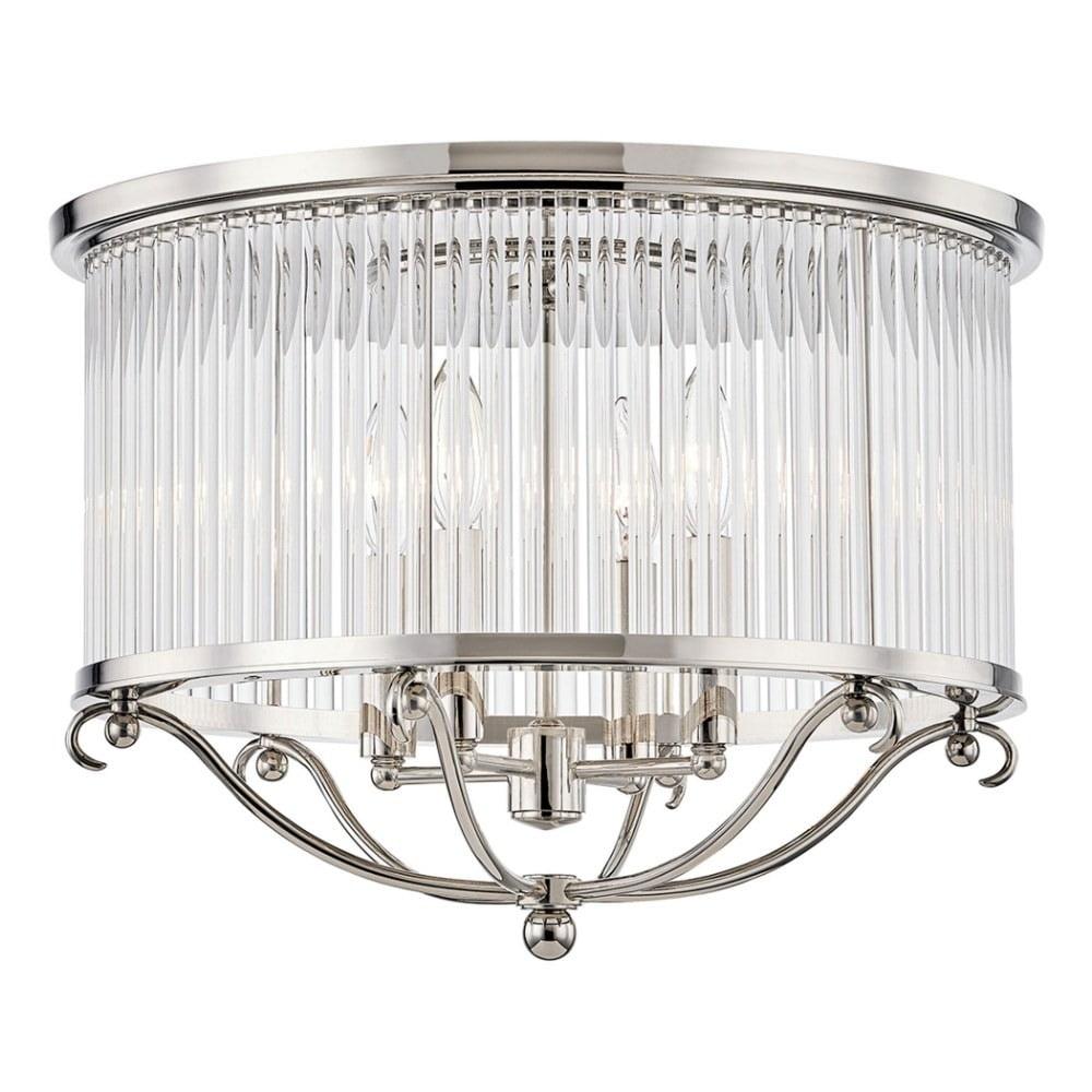 Polished Nickel 4-Light Crystal Drum Semi-Flush Mount