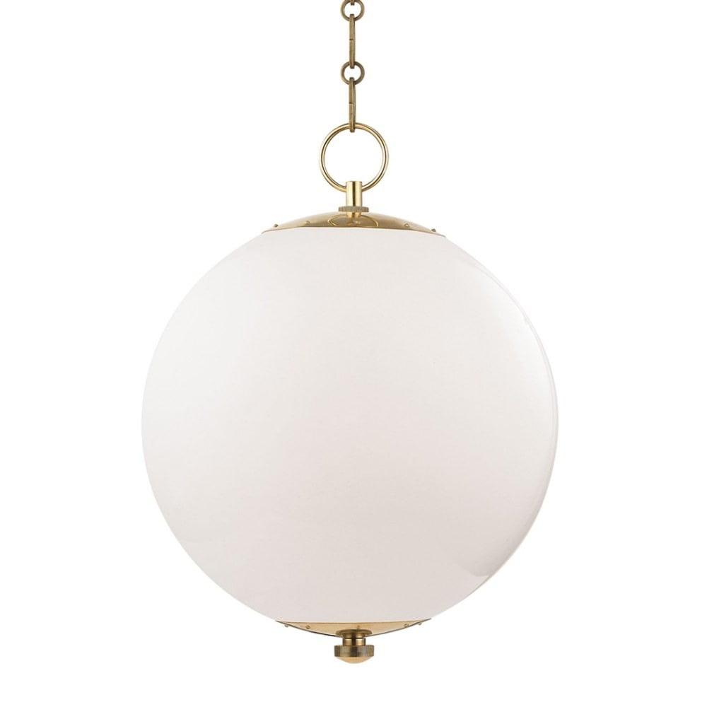 Elegant Aged Brass Globe Pendant with Opal Glass Shade