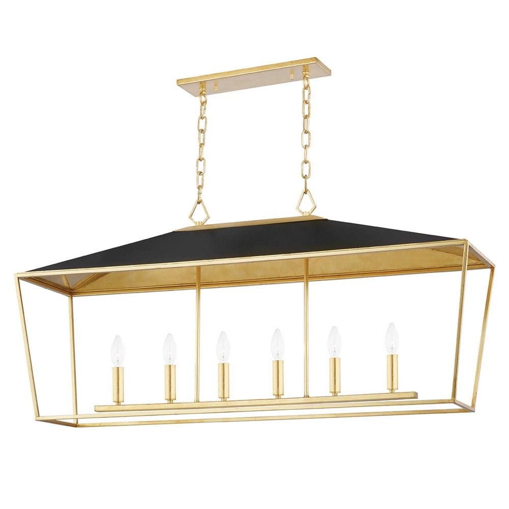 Paxton Gold Leaf & Black 6-Light Modern Island Chandelier