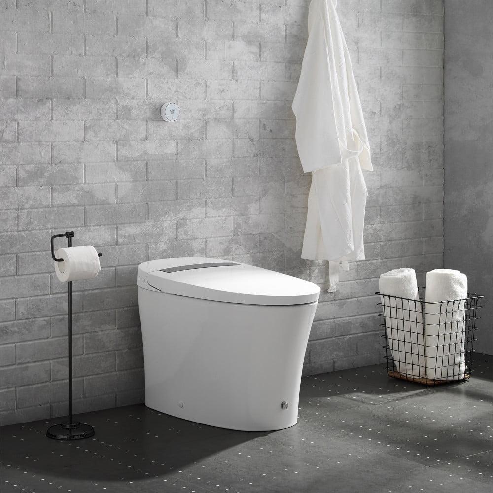 Hugo White Ceramic Elongated Dual-Flush Smart Toilet