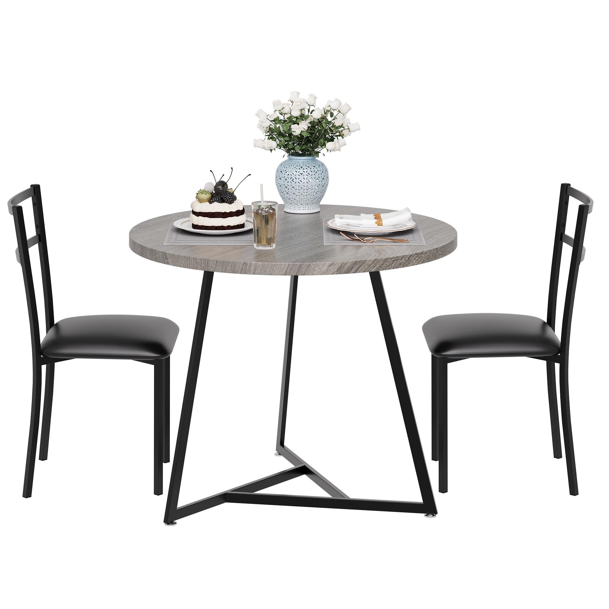 17 Stories Dining Table Set For 2, Round Kitchen Table And Upholstered Chairs For 2, 3 Piece Dining Room Table Set