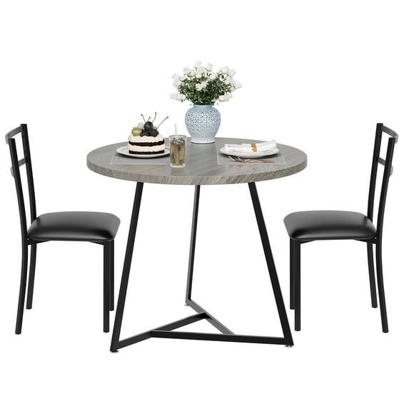 17 Stories Dining Table Set For 2, Round Kitchen Table And Upholstered Chairs For 2, 3 Piece Dining Room Table Set