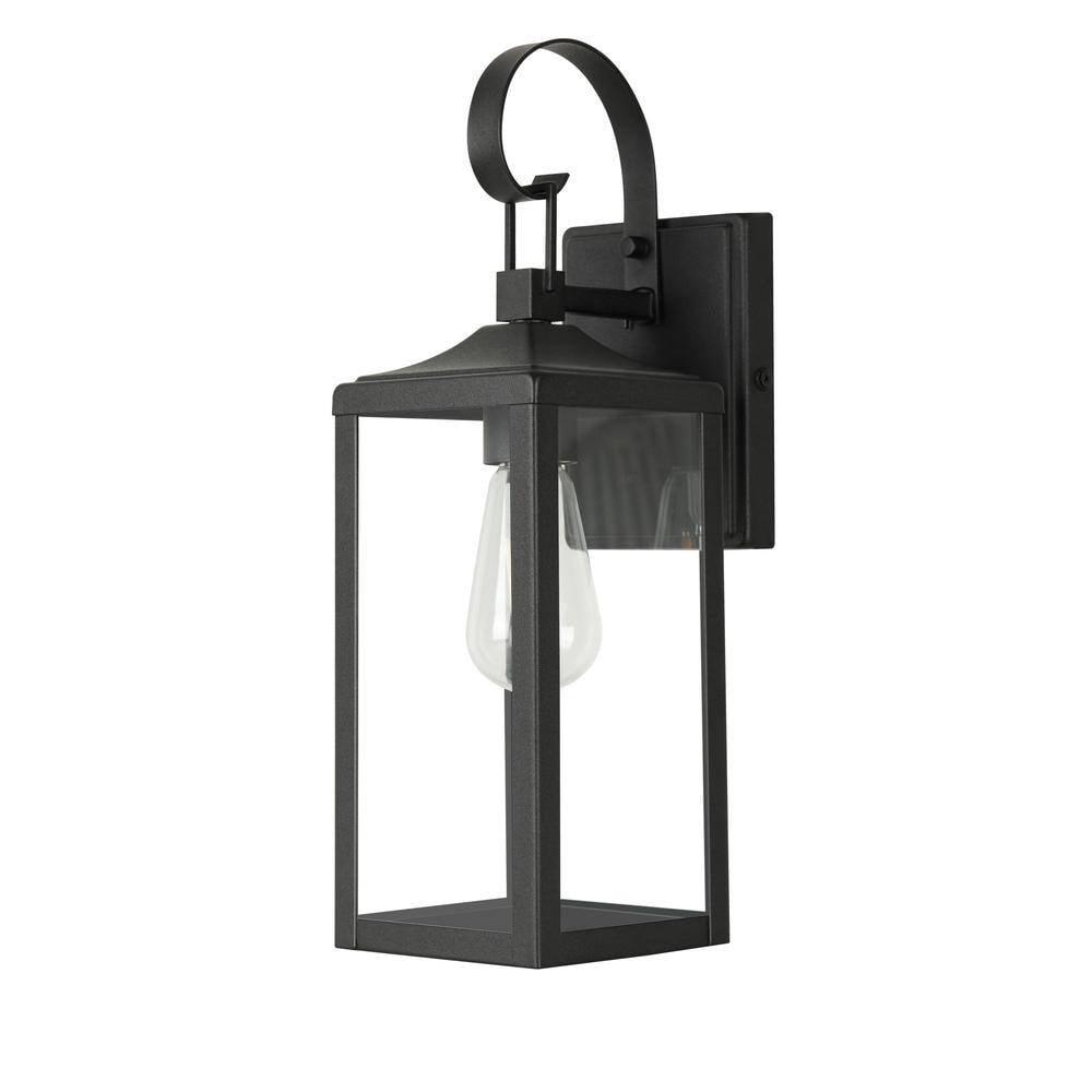 Matte Black 16" Outdoor Wall Lantern with Clear Glass Shade