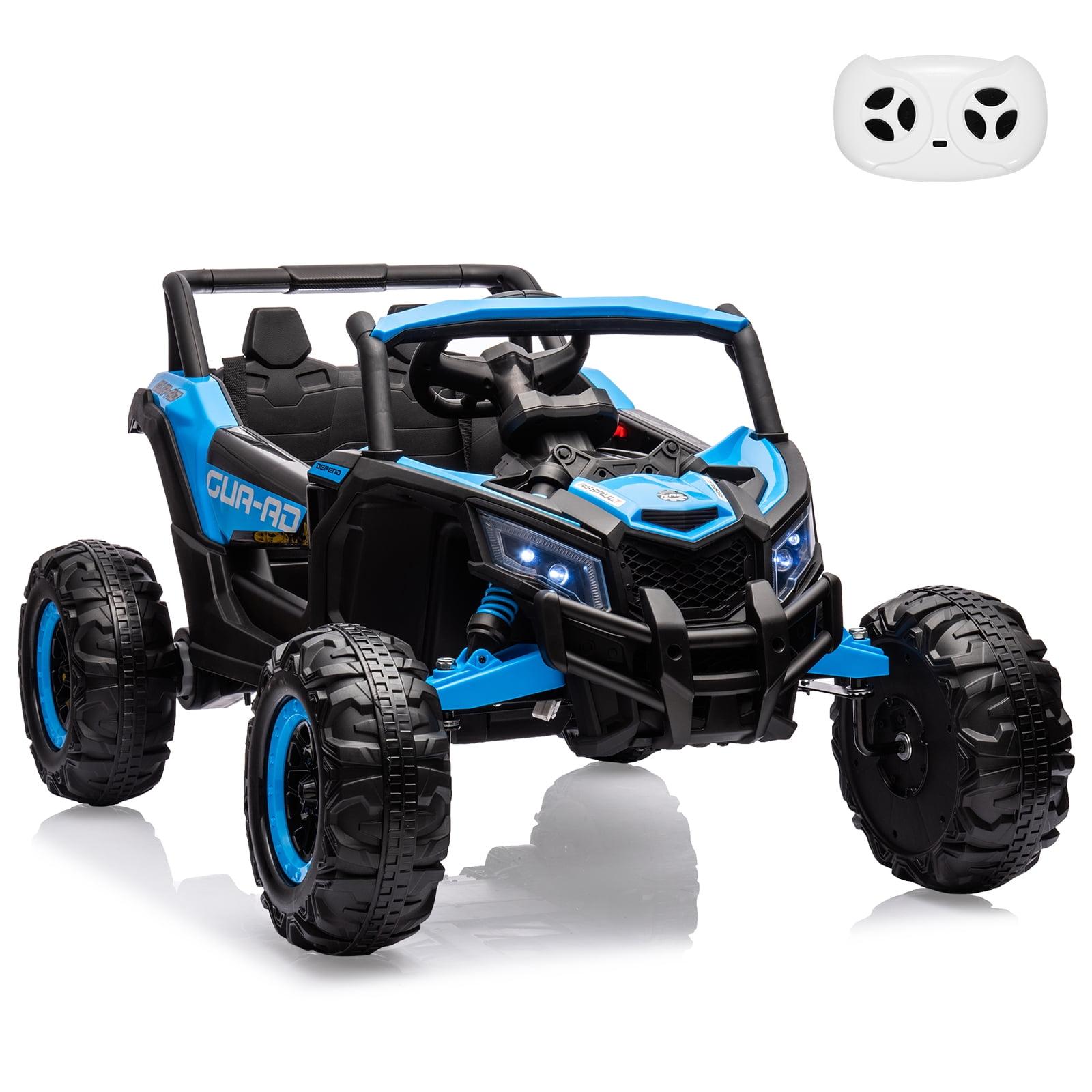 iYofe 24V Ride on Toys for Kids, Large Seat Ride on UTV Cars with Remote Control, Battery Powered Kids Car Electric Vehicle with 3 Speed, Bluetooth Music, 4 Wheels Spring Suspension, Blue