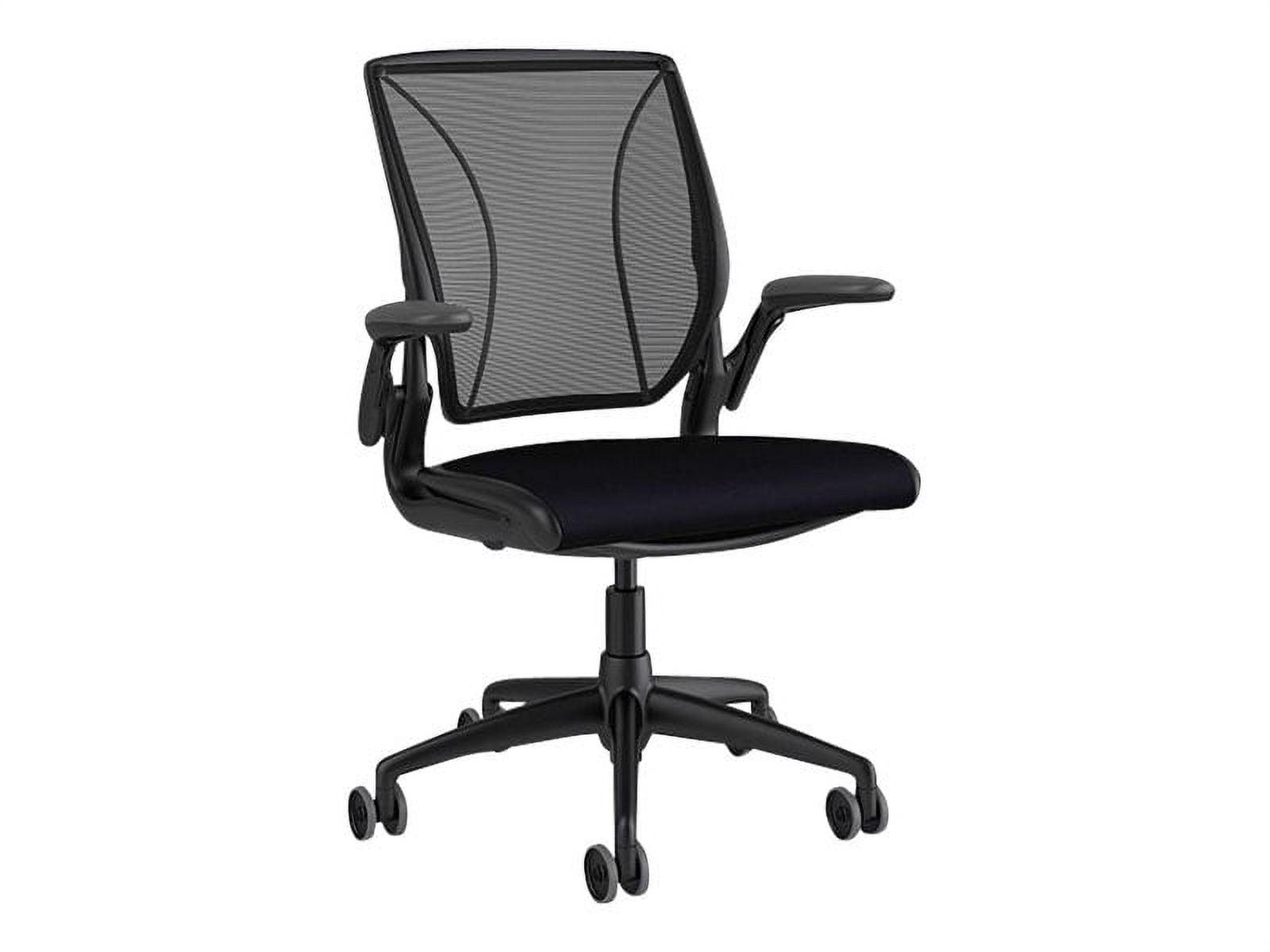 Compact Black Mesh Swivel Task Chair with Adjustable Arms