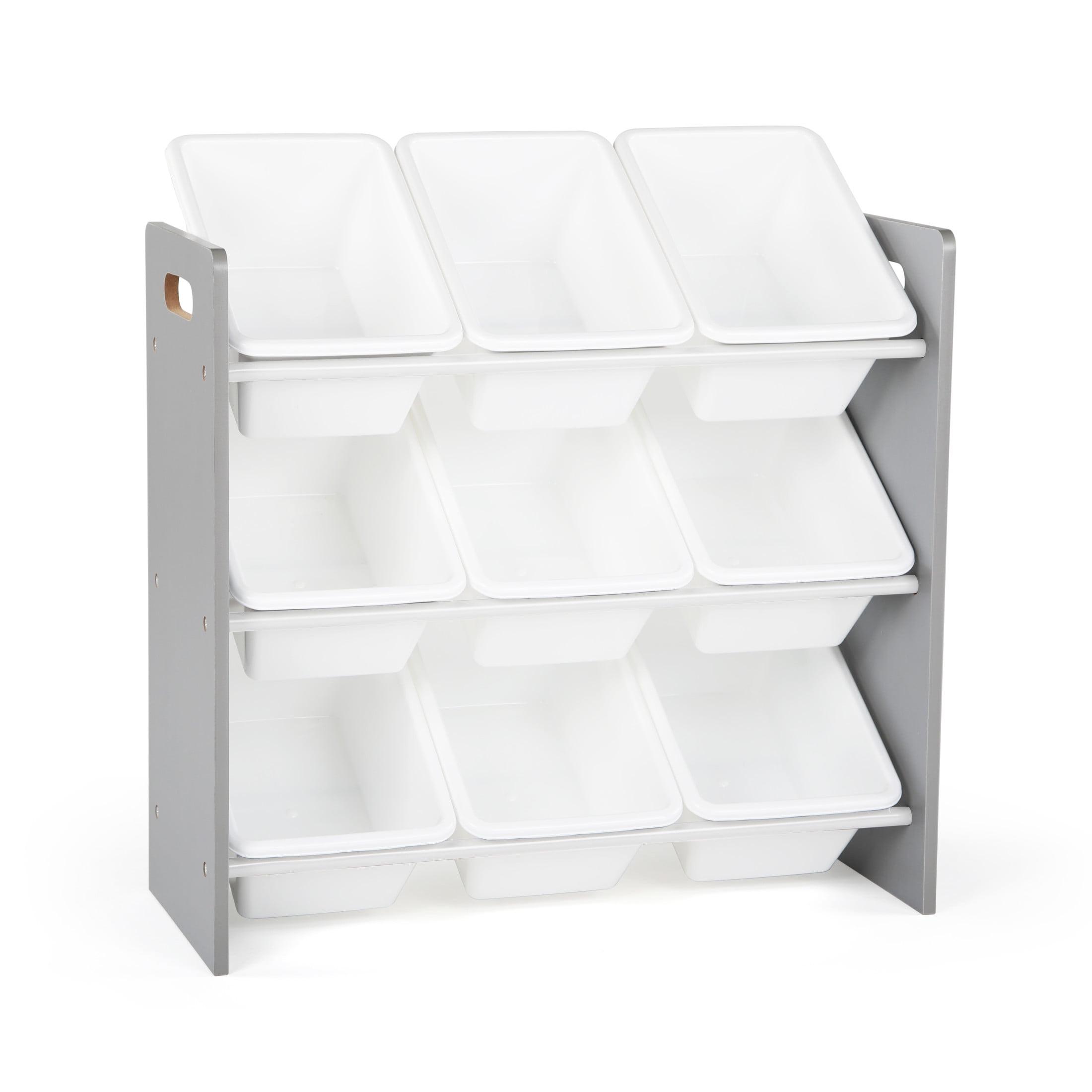 Gray and White Kids Toy Storage Organizer with 9 Bins