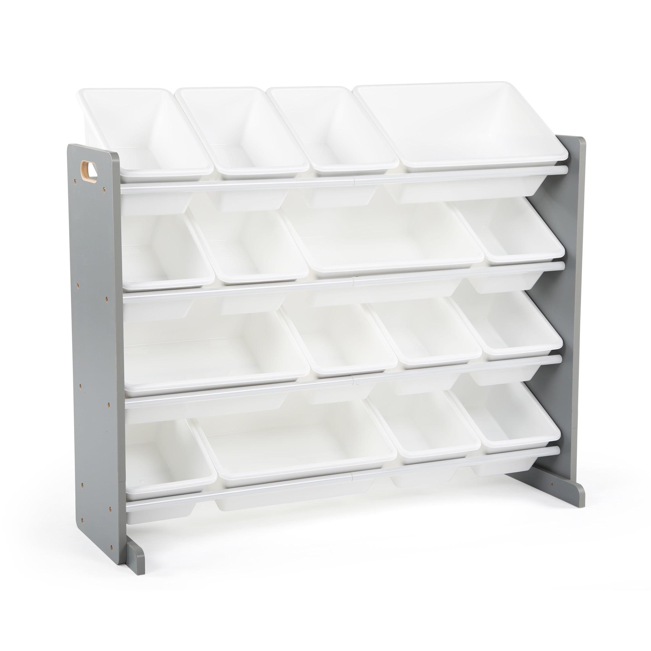 Extra Large Gray and White Kids Toy Storage Organizer with 16 Bins