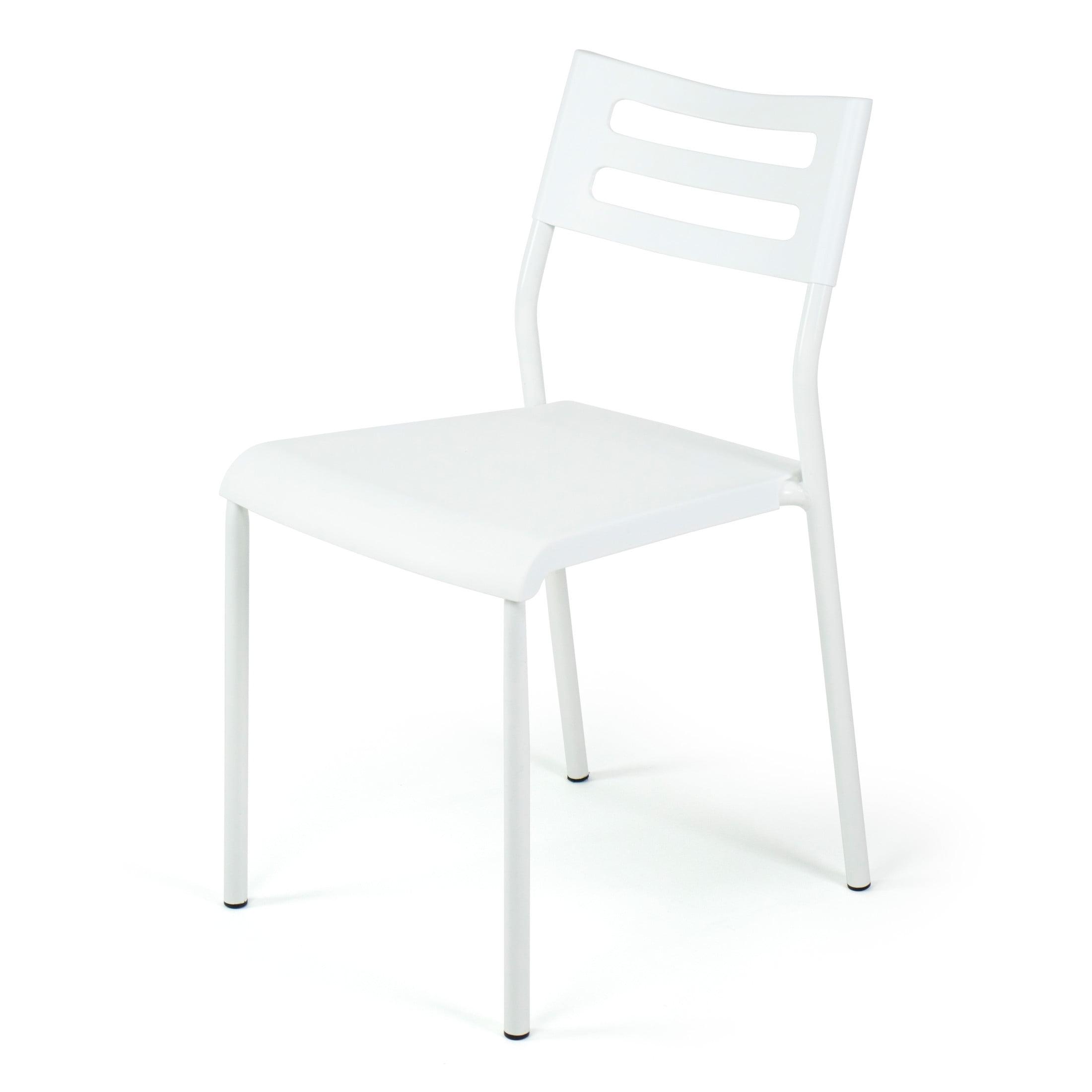 White Metal Armless Stacking Desk Chair