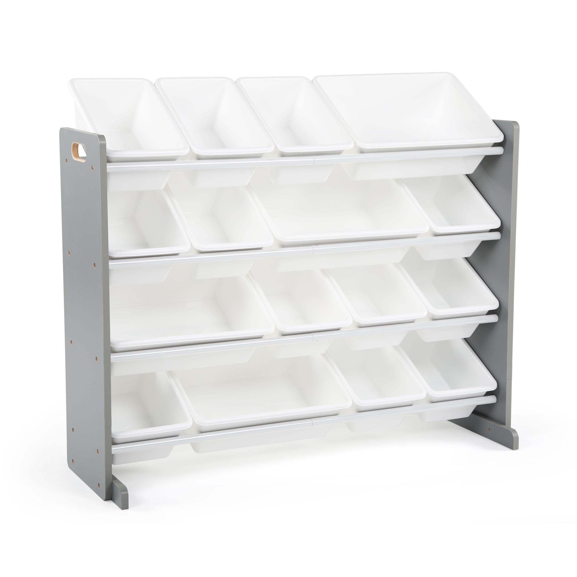 Humble Crew Inspire Supersized Toy Storage Organizer with 16 Plastic Storage Bins, Grey/White