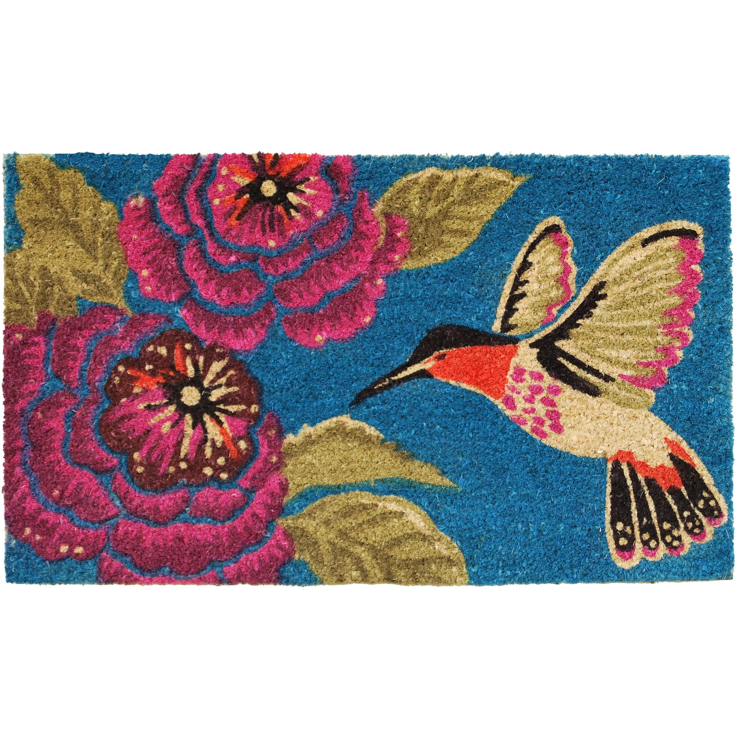 29" Bird-Themed Coir Outdoor Doormat with Vinyl Backing