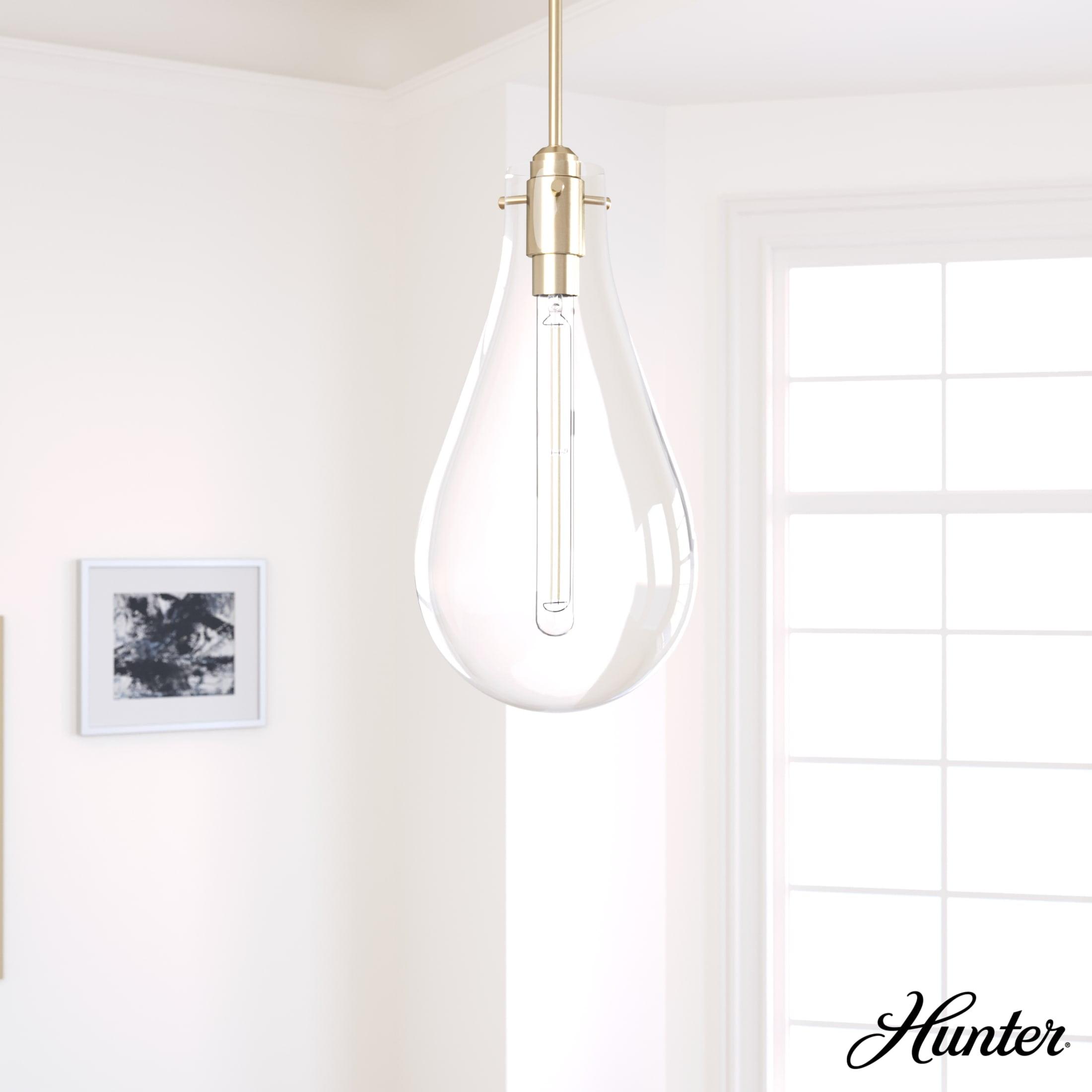 Hunter - Lundin 1-light Alturas Gold, Medium Size Pendant Light, Dimmable, Formal Style, Teardrop Shaped, for Bedrooms, Dining, Living Rooms - 19564
