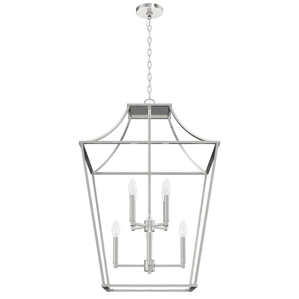 Hunter 23 inch Laurel Ridge Brushed Nickel 8 Light Lantern Pendant Ceiling Light Fixture