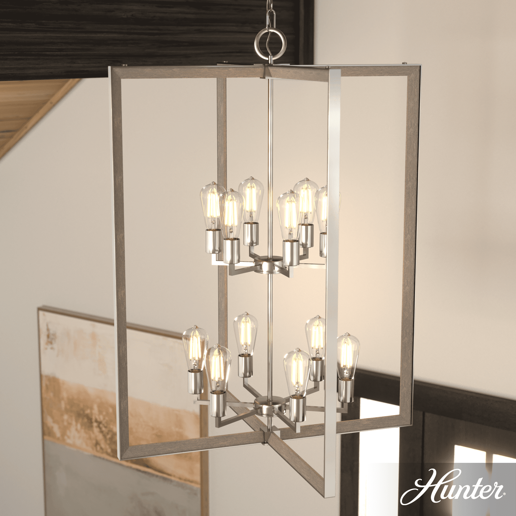 Woodburn 12 Light 30.5 Inch Foyer Pendant Ceiling Light Fixture