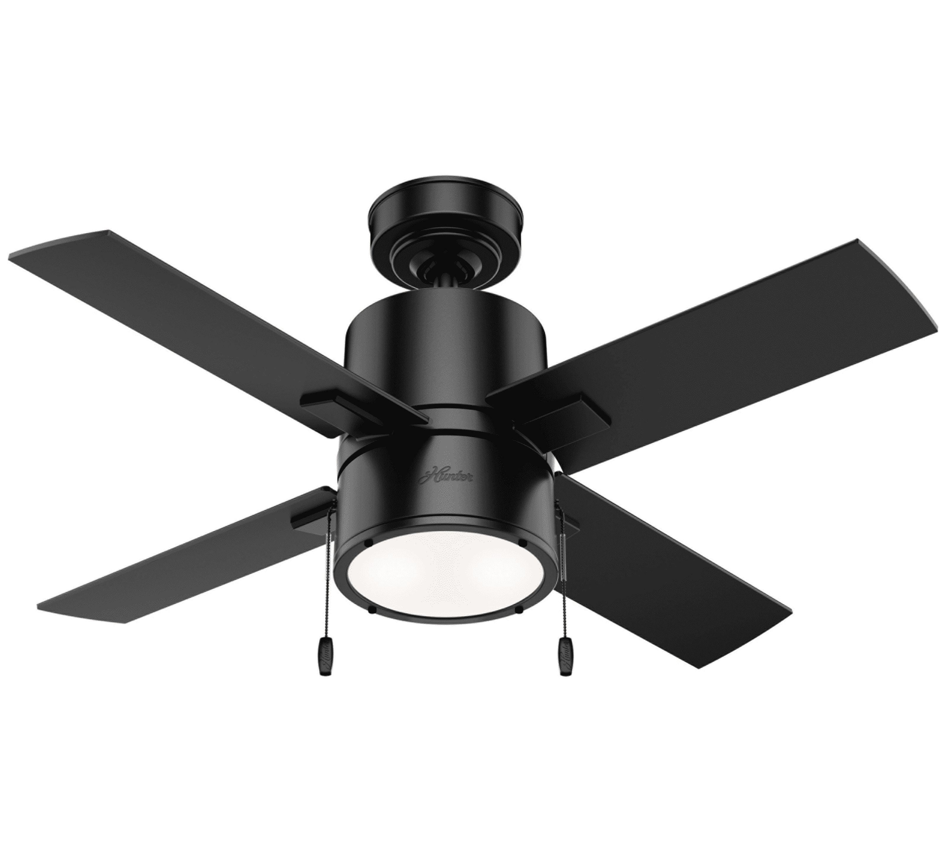 Hunter Beck 42" Matte Black Ceiling Fan with Greyed Walnut Blades and LED Light