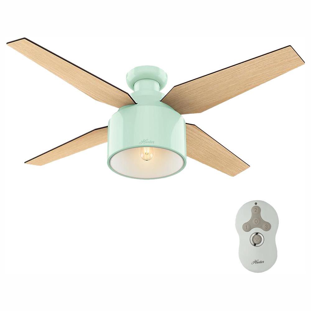 52" Cranbrook 4 - Blade Flush Mount Ceiling Fan with Remote Control and Light Kit Included