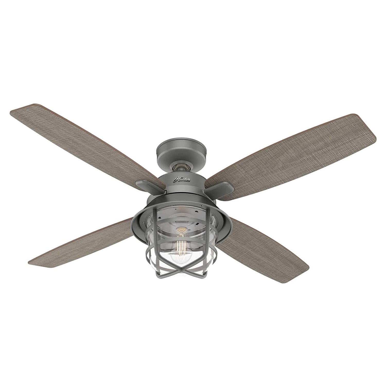 Matte Silver 52" Low Profile Ceiling Fan with LED Light and Remote