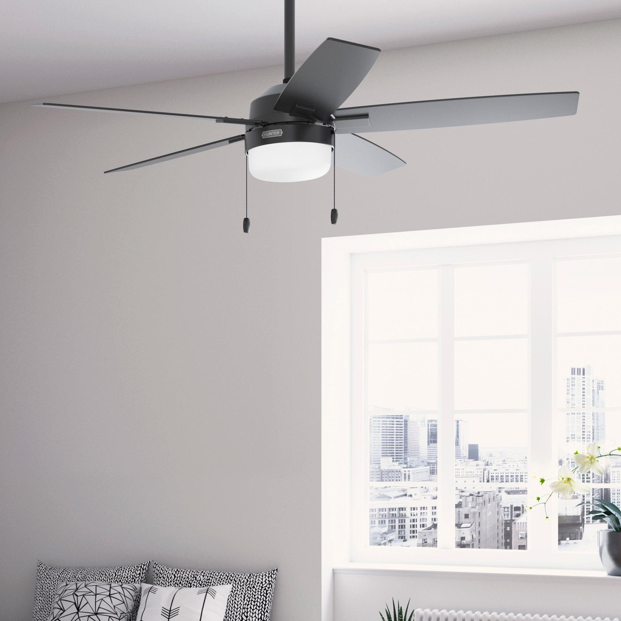 52" Matte Black and Gray 5-Blade Ceiling Fan with LED Light Kit