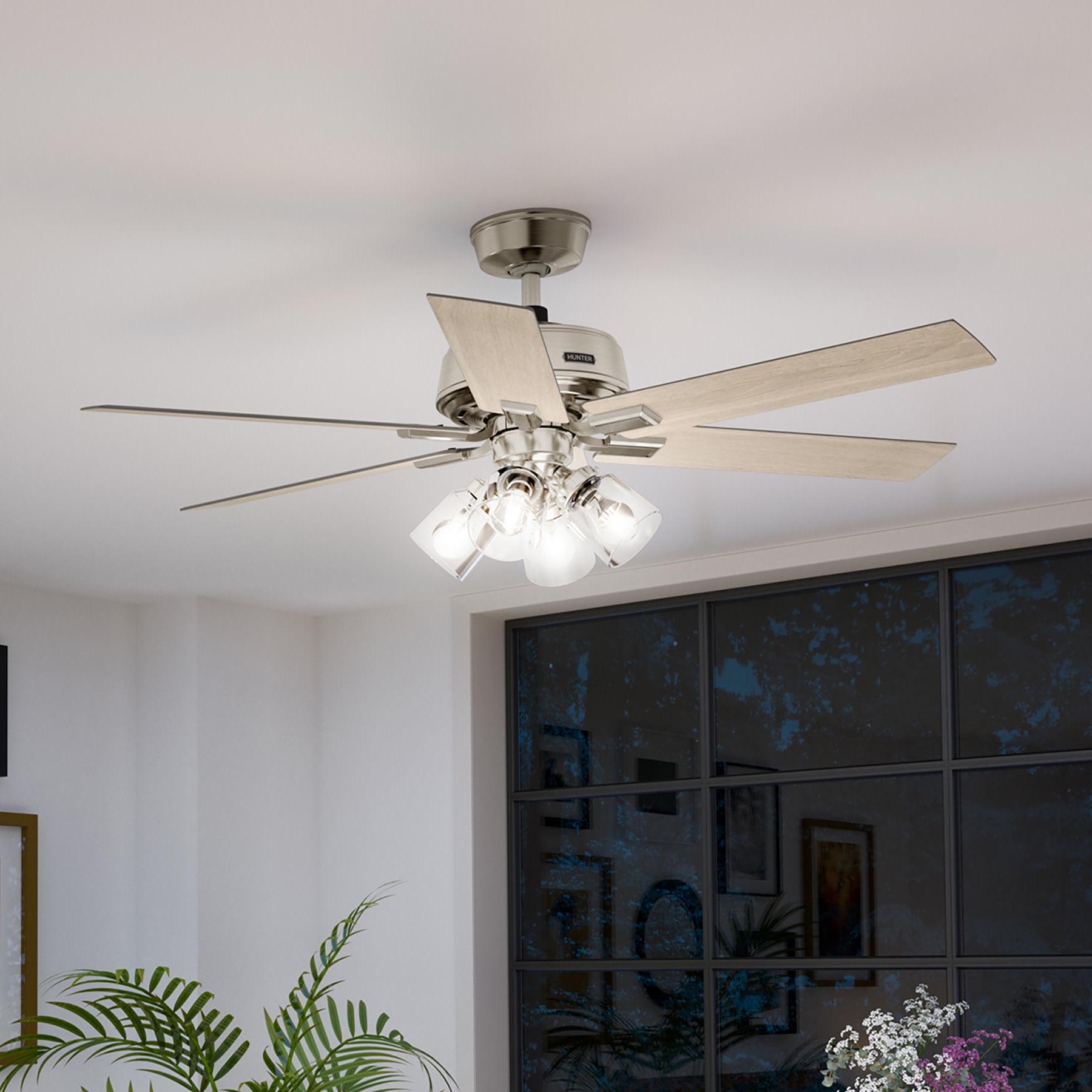 Fonthill 52-Inch Brushed Nickel Ceiling Fan with Light and Remote