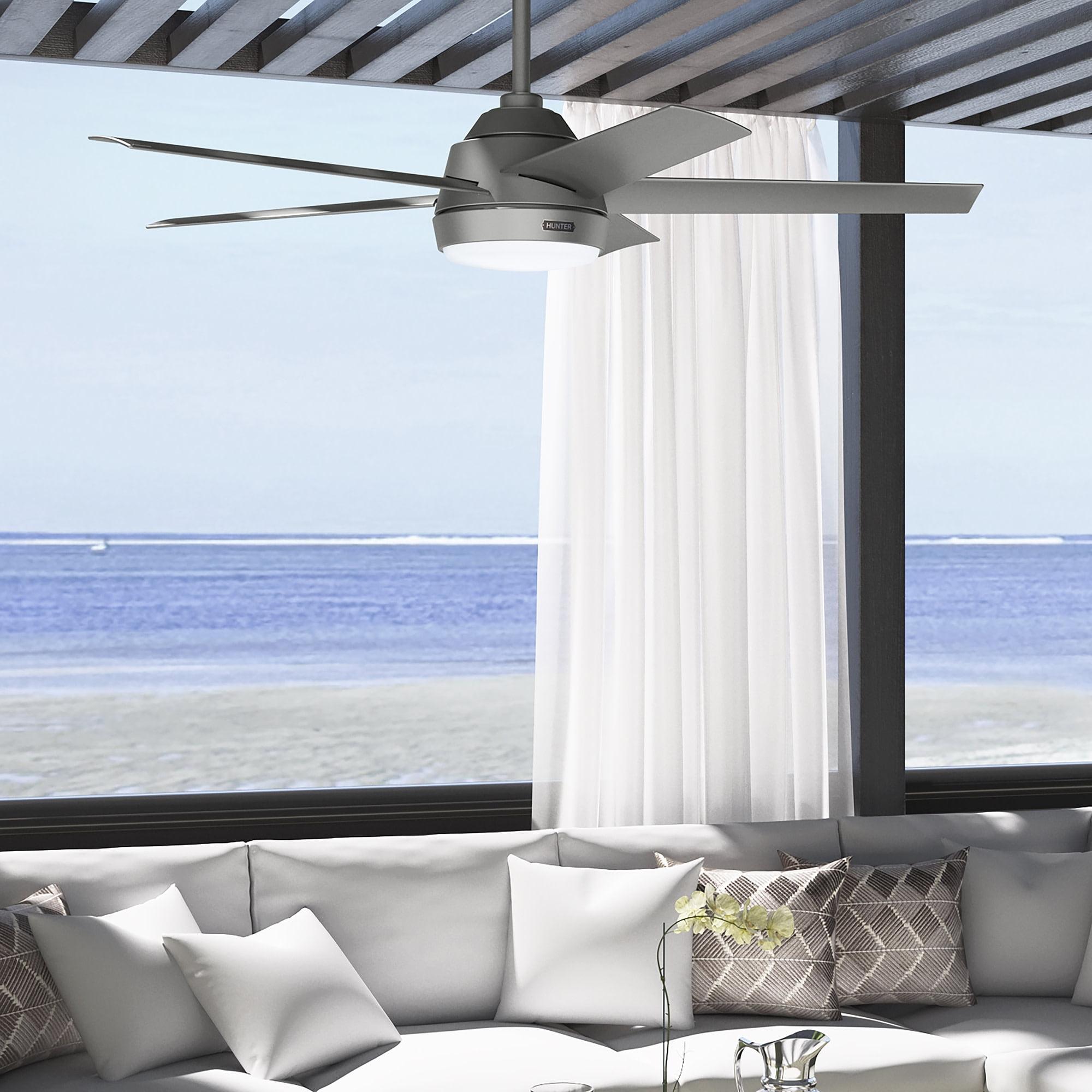 Skyflow 52" Matte Silver 5-Blade Ceiling Fan with LED Light and Remote