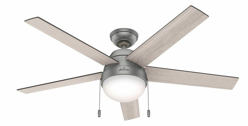 Anslee 52" Matte Silver Low Profile Ceiling Fan with LED Light