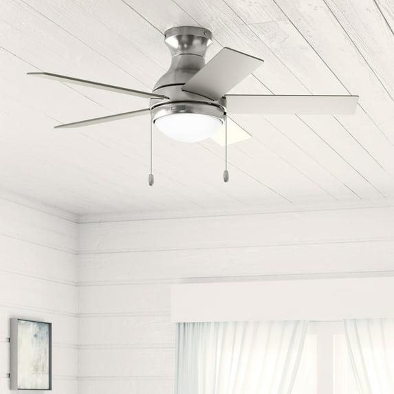 44" Aren 5 - Blade Flush Mount Ceiling Fan with Pull Chain and Light Kit Included