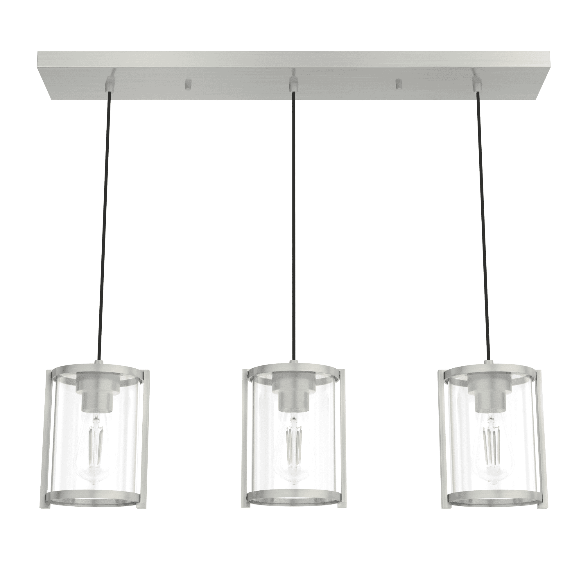 19138-Hunter Fans-Astwood 3-Light Cluster Linear Pendant In Farmhouse Style-10 Inches Tall and 9 Inches Wide-Brushed Nickel Finish