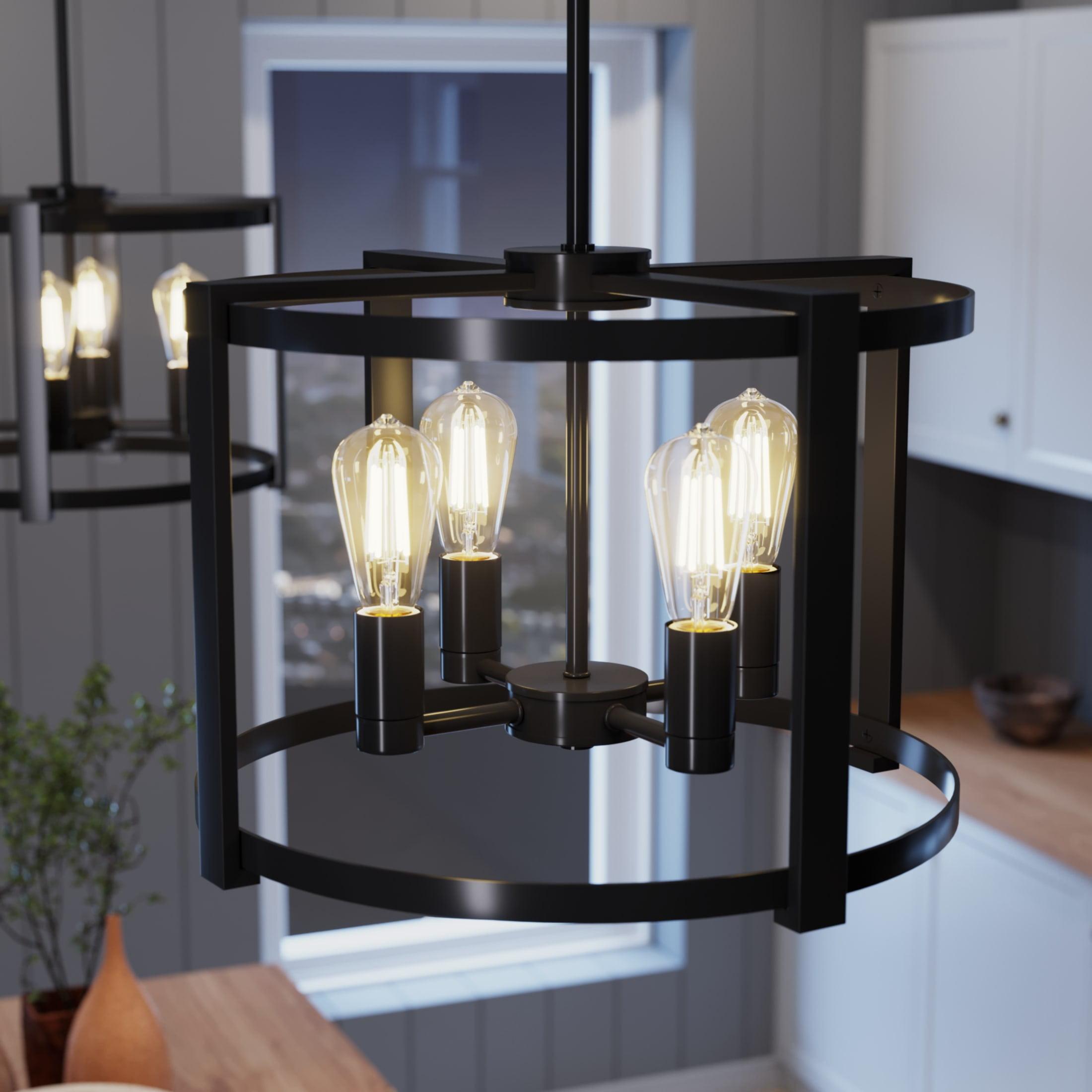 18" 4-Light Astwood Chandelier Black - Hunter Fan: Modern Metal Ceiling Fixture, UL Listed, Dimmable