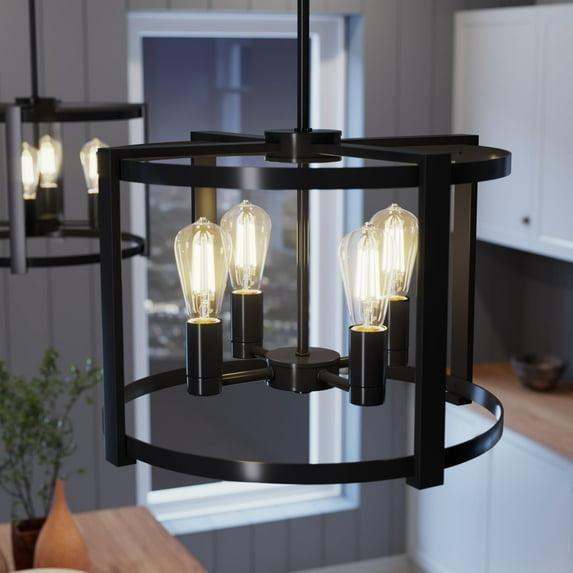18" 4-Light Astwood Chandelier Black - Hunter Fan: Modern Metal Ceiling Fixture, UL Listed, Dimmable