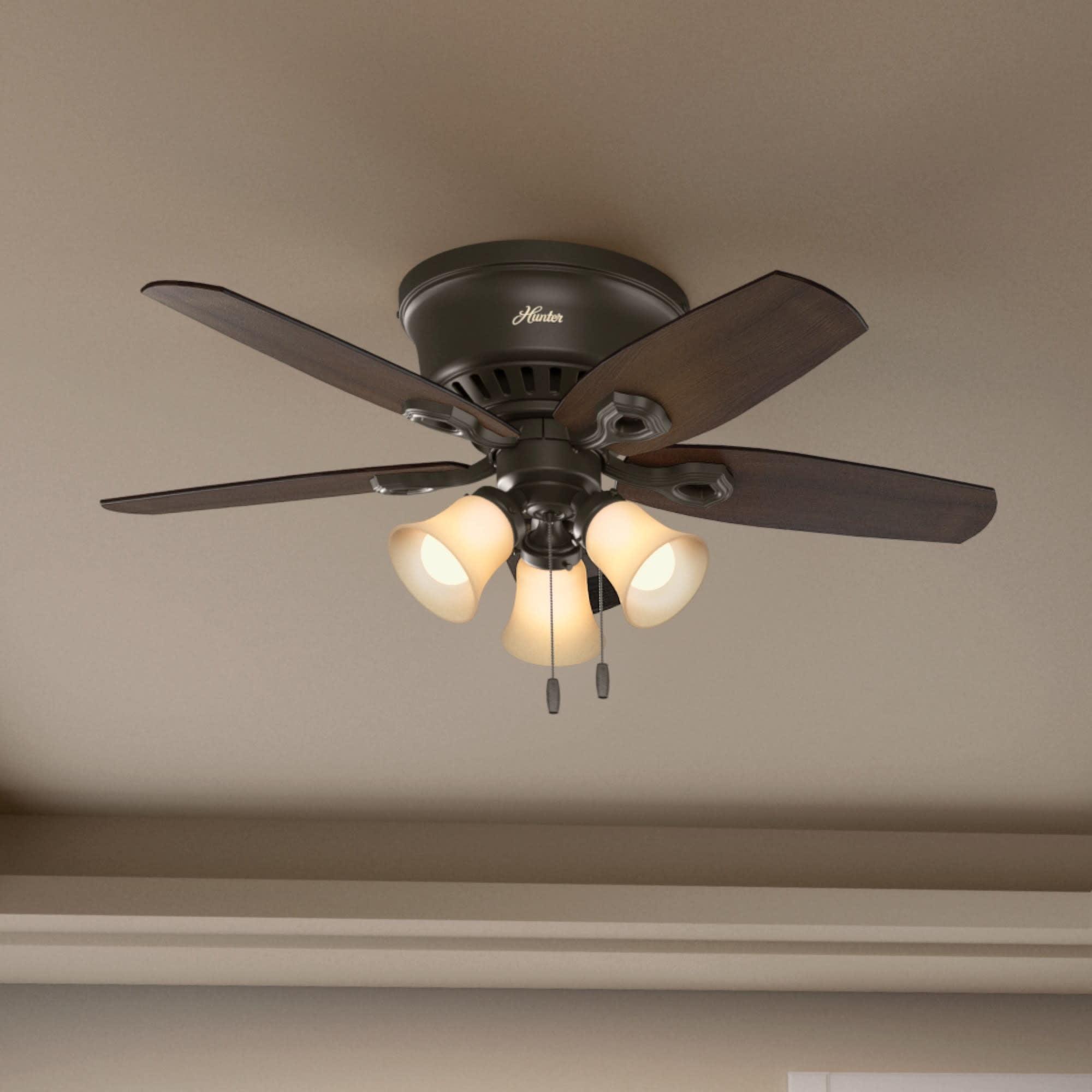 Hunter Fan 42" Builder Low Profile 5 - Blade Flush Mount Ceiling Fan with Pull Chain and Light Kit Included