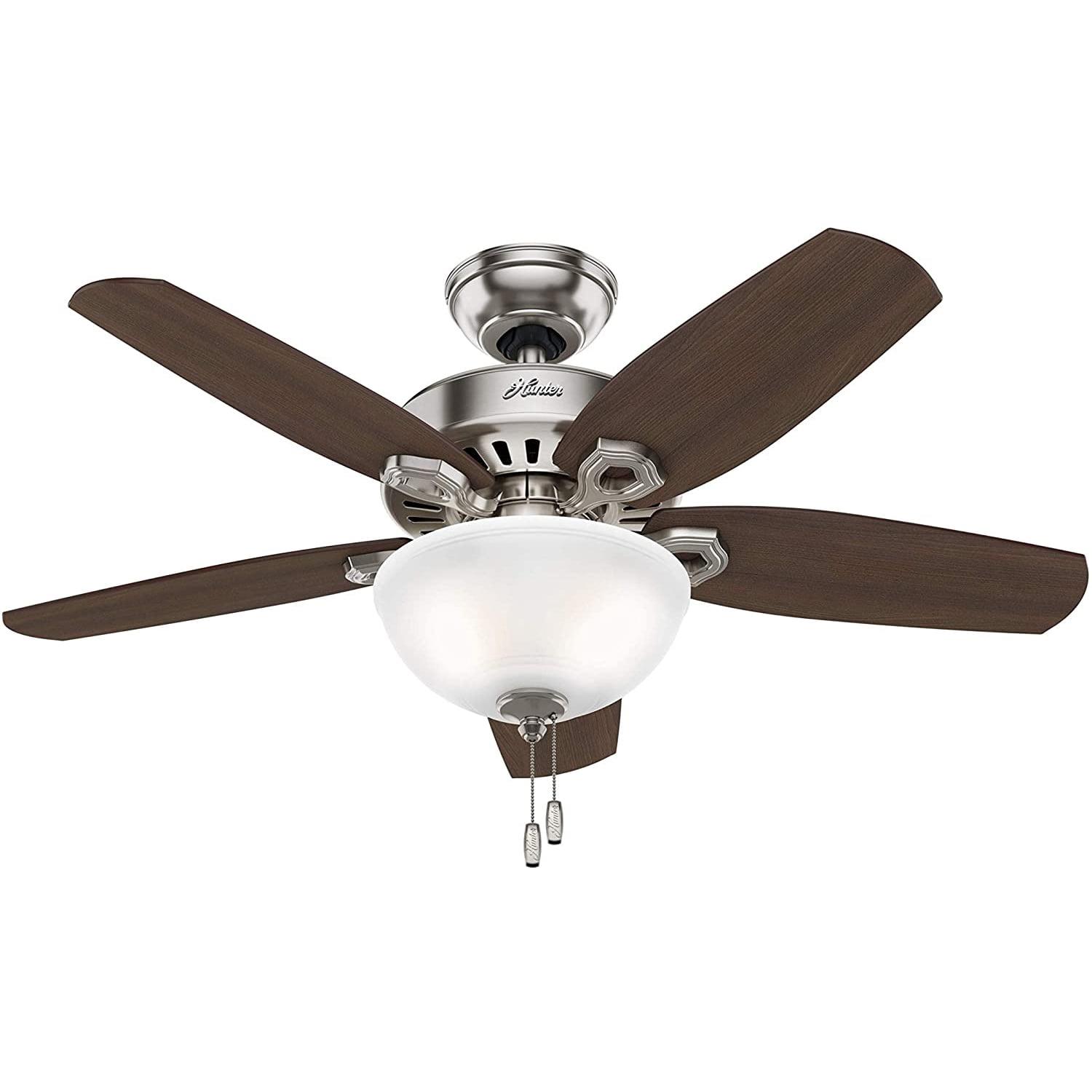 42" Brushed Nickel Ceiling Fan with LED Light and Mahogany Blades