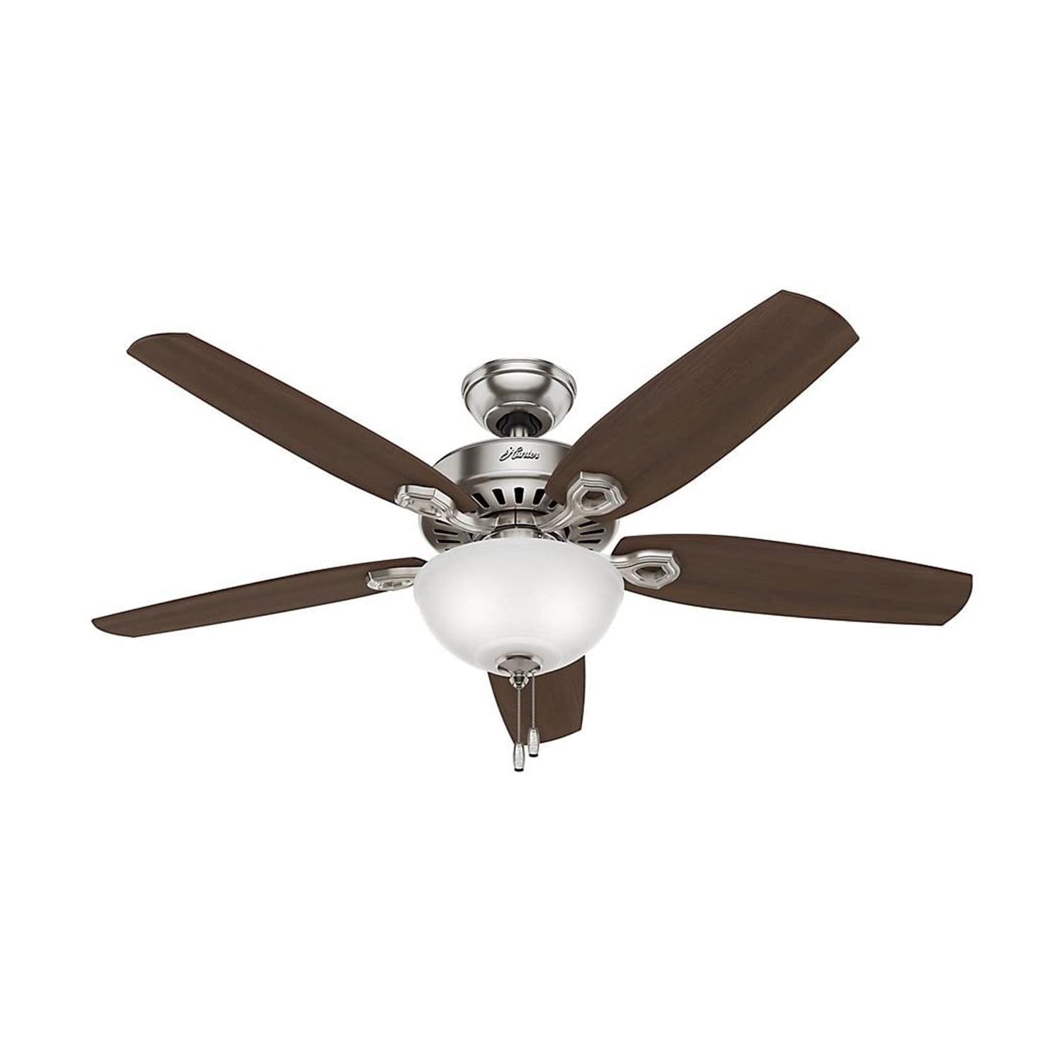 52" Brushed Nickel Ceiling Fan with LED Light and Reversible Blades