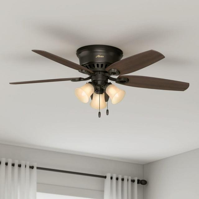 Builder Low Profile 52" 5 - Blade Flush Mount Ceiling Fan with Lights and Pull Chains