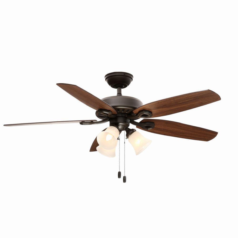 52" Bronze Low Profile Ceiling Fan with LED Light and Remote