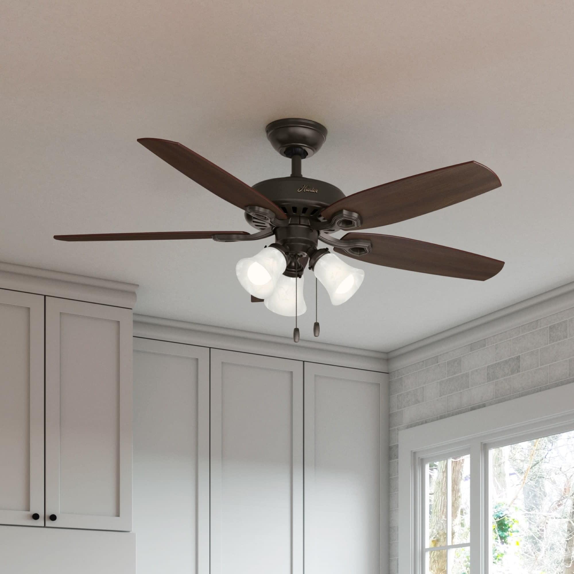 Hunter Fan Builder Plus 52" 5 - Blade Standard Ceiling Fan with Pull Chain and Light Kit Included