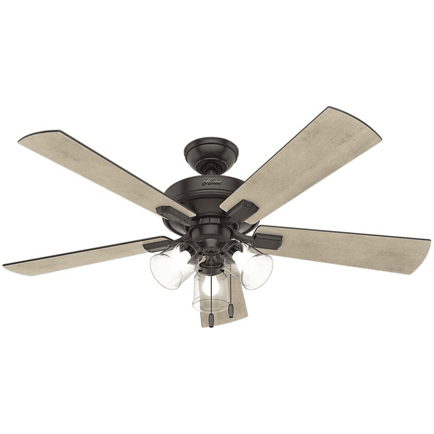 Hunter Crestfield Low Profile 52" Bronze Ceiling Fan with LED Lights