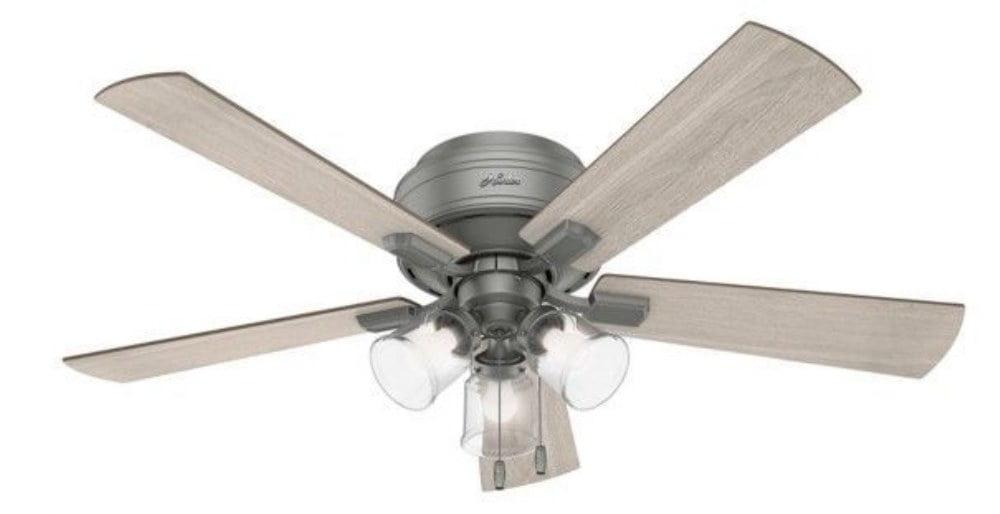 Matte Silver 52" Low Profile Ceiling Fan with LED Light