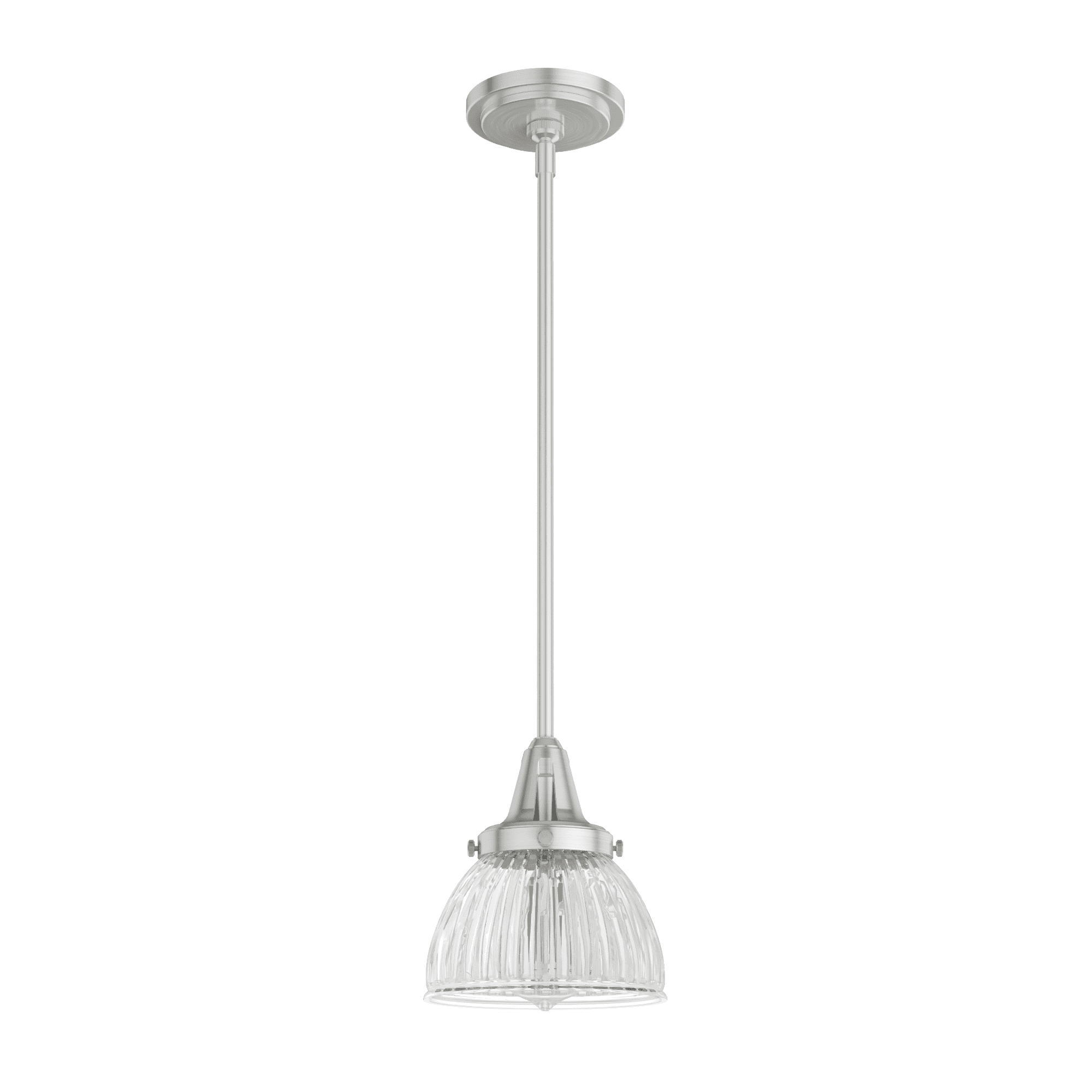 Cypress Grove Brushed Nickel Mini Pendant with Fluted Glass