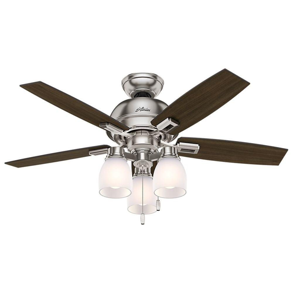 Donegan 44" Brushed Nickel Ceiling Fan with LED Light and Reversible Blades