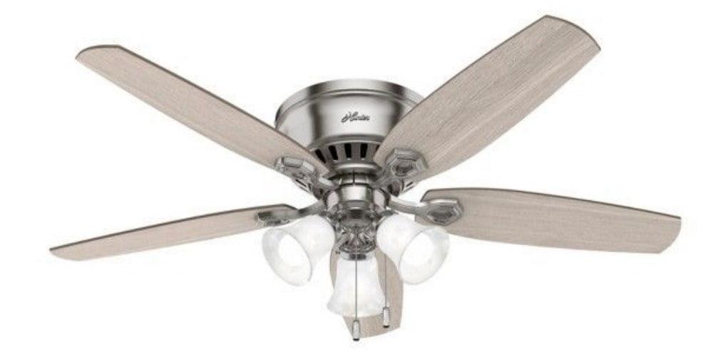 Brushed Nickel 52" Low Profile Ceiling Fan with LED Lights