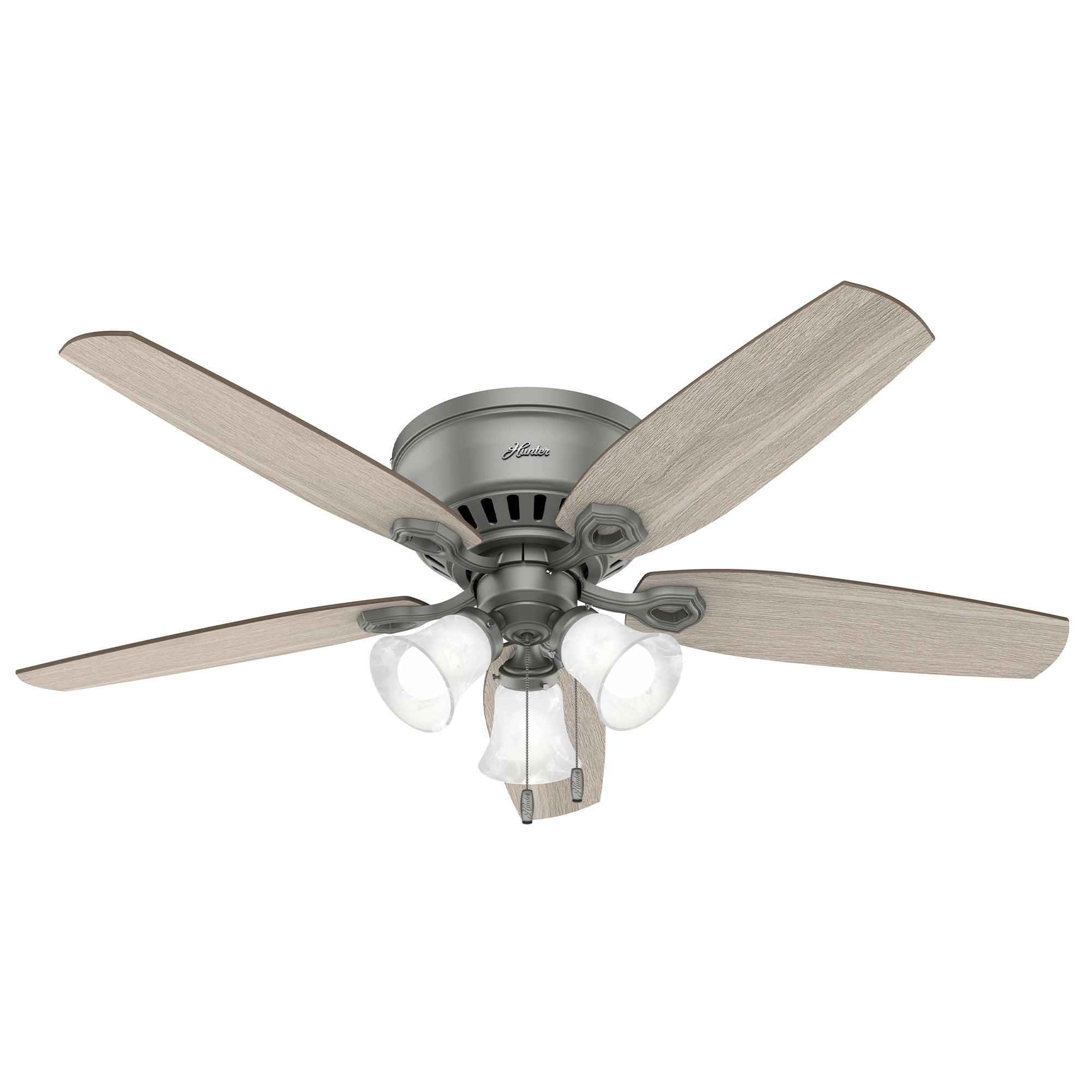 Builder Low Profile 52" 5 - Blade Flush Mount Ceiling Fan with Lights and Pull Chains