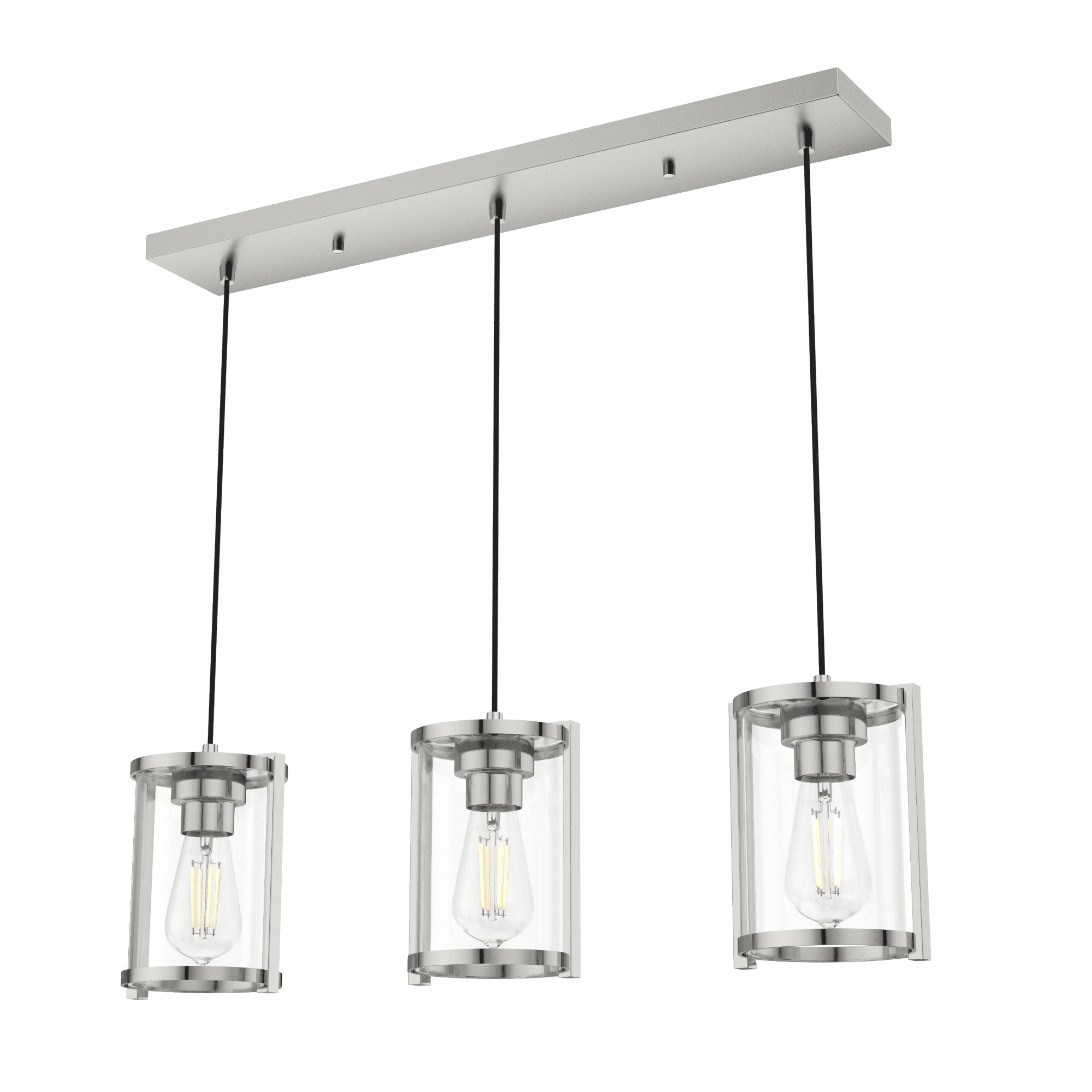 Astwood 28.5" Polished Nickel 3-Light Cluster Pendant with Clear Glass