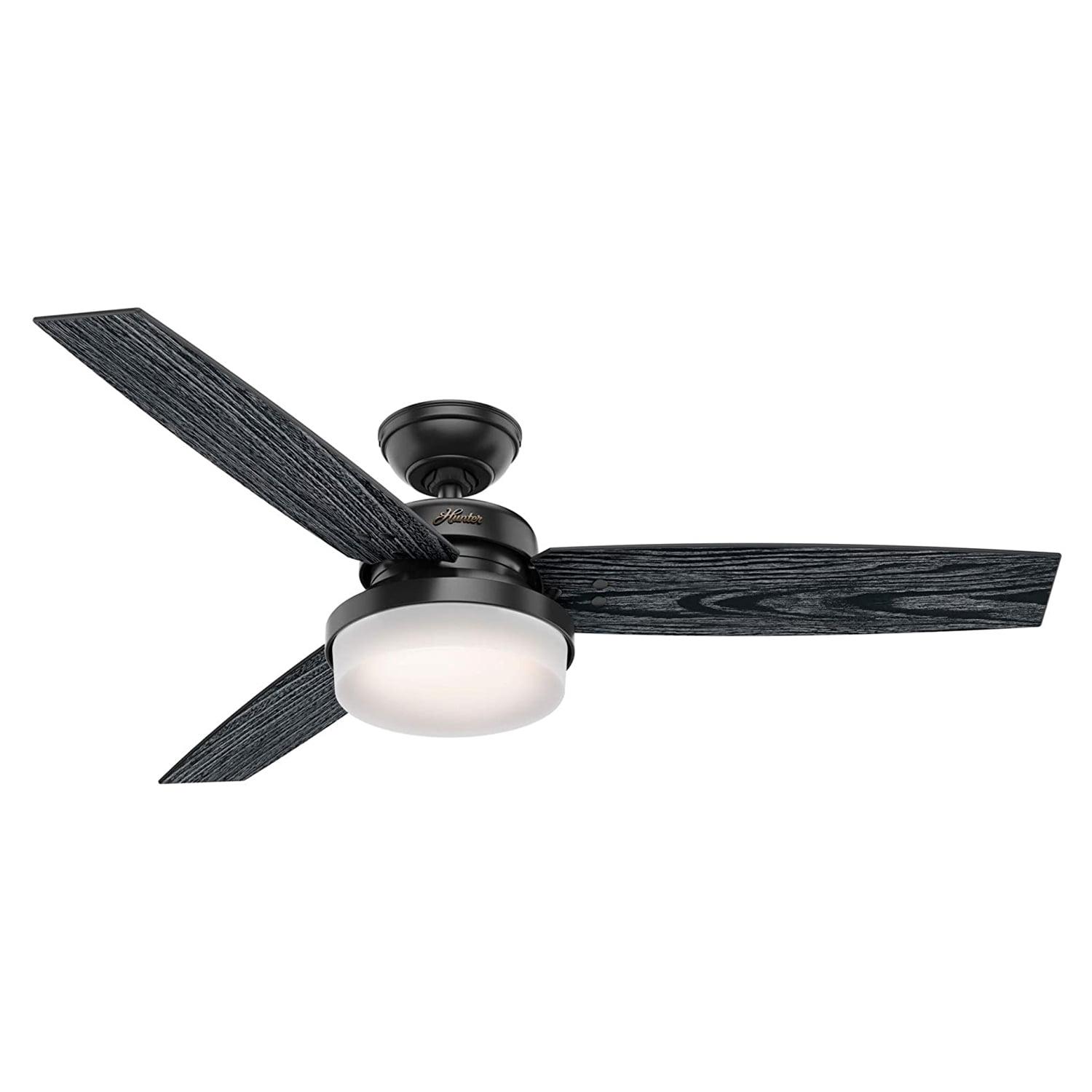 Matte Black 52" Ceiling Fan with LED Light and Remote