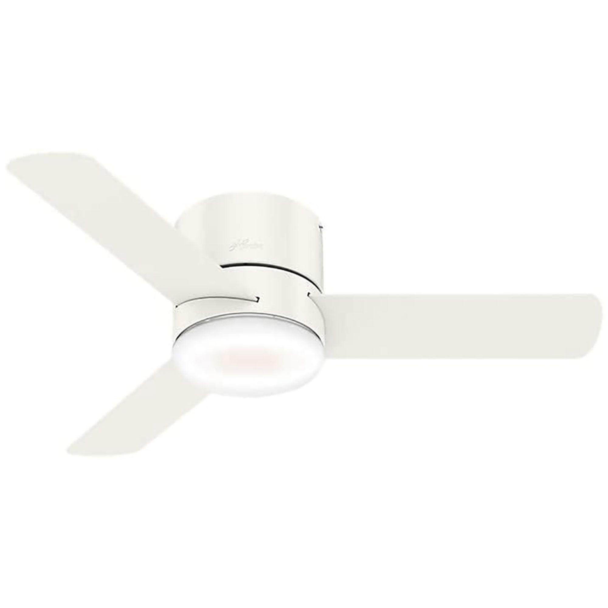 44" White Low Profile Ceiling Fan with LED Light and Remote