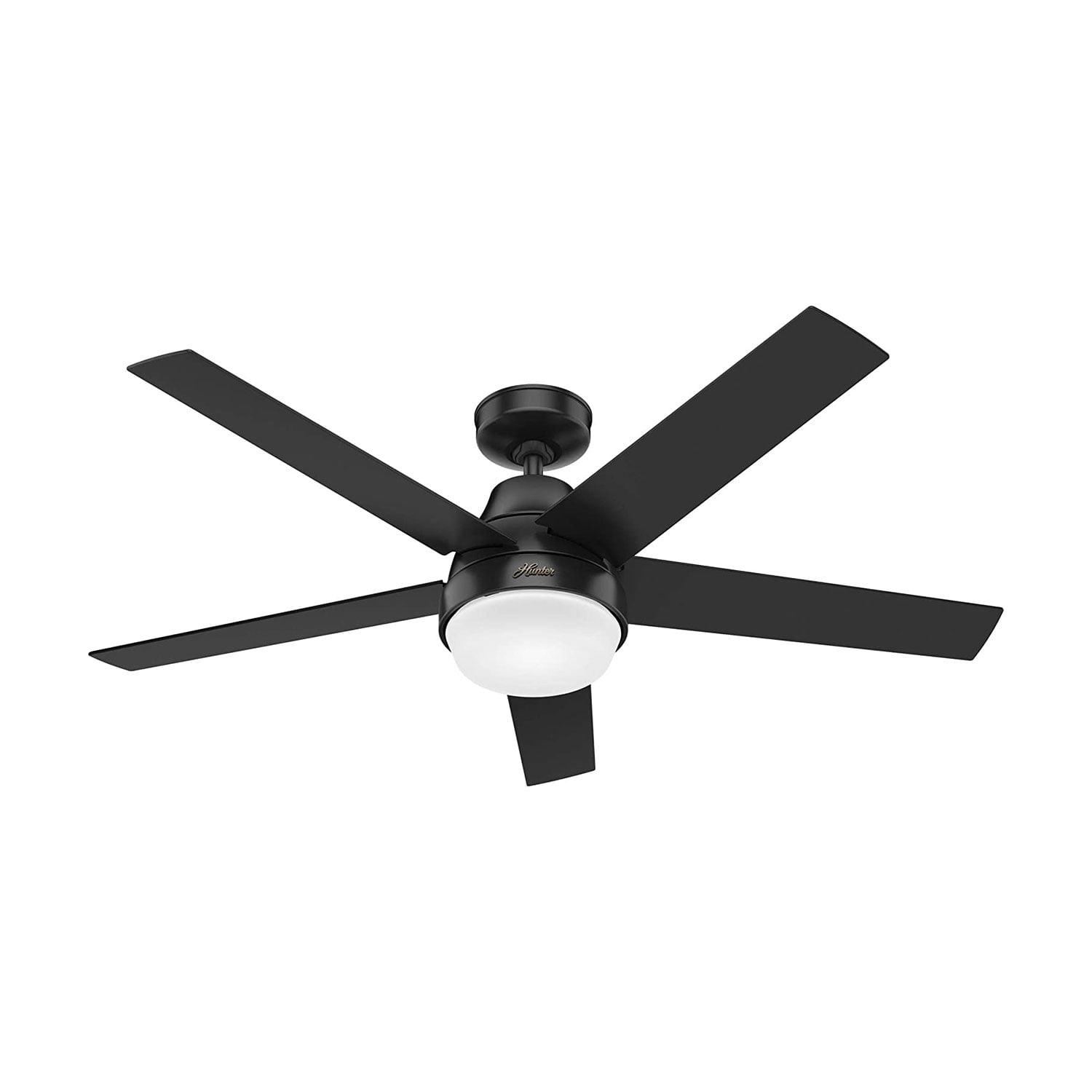 52" Matte Black Aerodyne Smart Ceiling Fan with LED Light and Remote