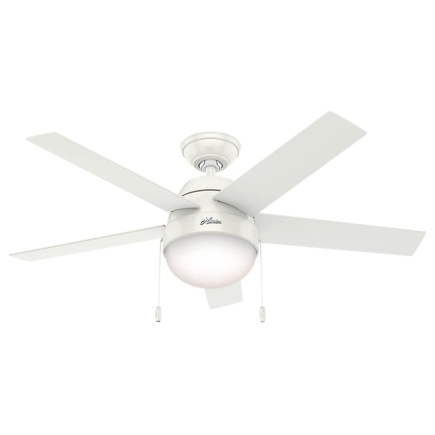 46" Fresh White and Natural Wood Ceiling Fan with LED Light