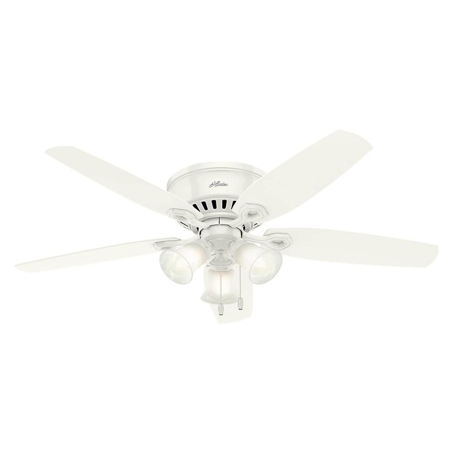 52" Snow White Low Profile Ceiling Fan with LED Chandelier Lighting