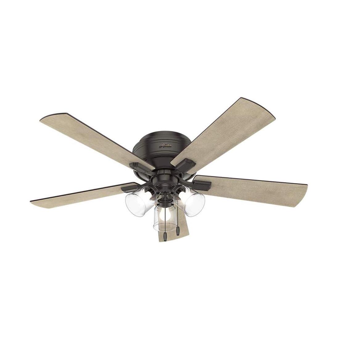 52" Crestfield 5 - Blade Flush Mount Ceiling Fan with Pull Chain and Light Kit Included