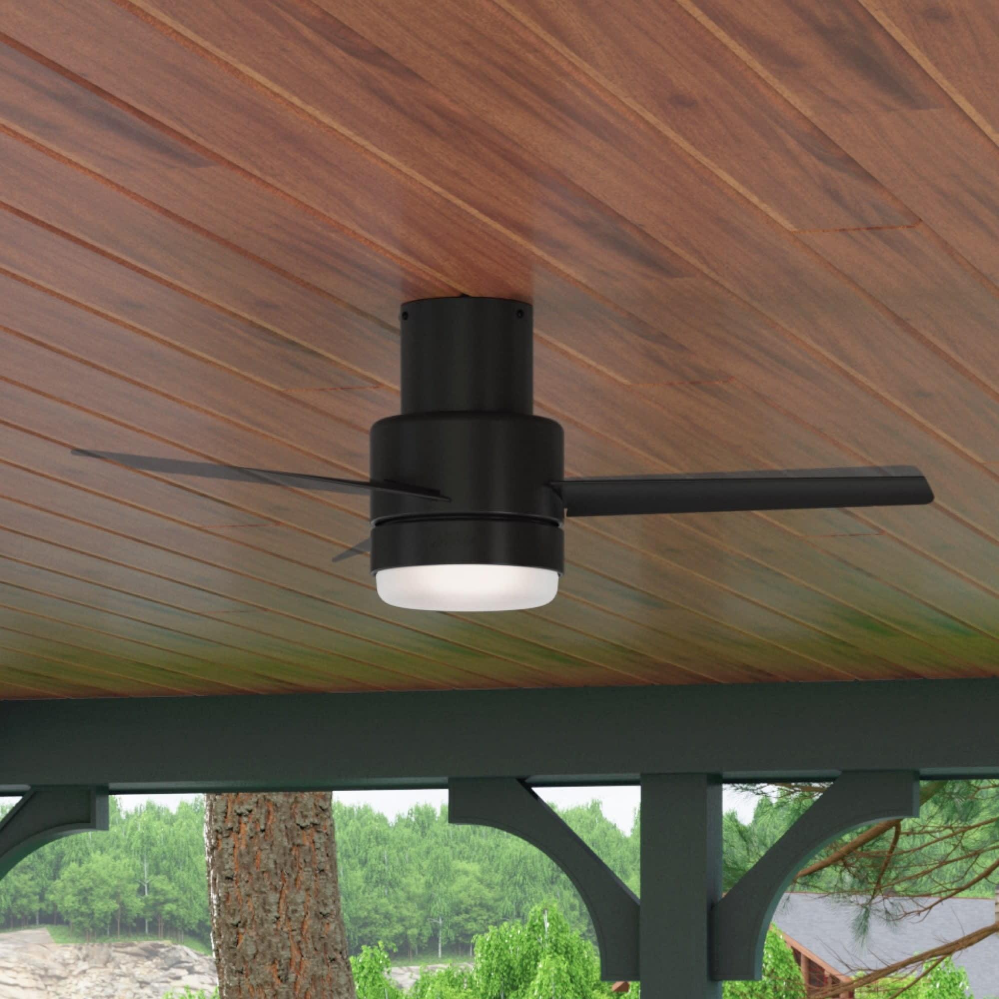 44" Gilmour 3 - Blade Outdoor Flush Mount Ceiling Fan with Remote Control and Light Kit Included